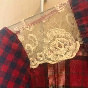 Taylor & Sage Plaid and Lace Shirt